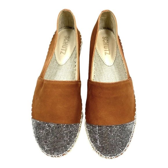 NEW Schutz Cherie Embellished Cap Toe Espadrille Embroidered Pumpkin Rust 6 - Picture 3 of 8
